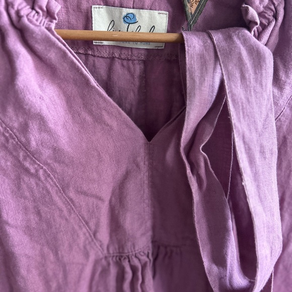 Linencloud linen lavender Tunic Midi dress 3/4 sleeve dress. - Picture 5 of 14